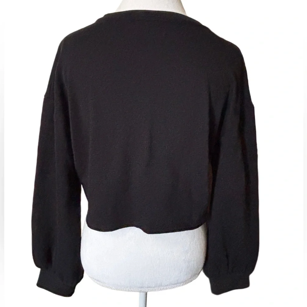 Juicy Couture Black Cropped Sweatshirt with Puff sleeves Size XL - Picture 4 of 8